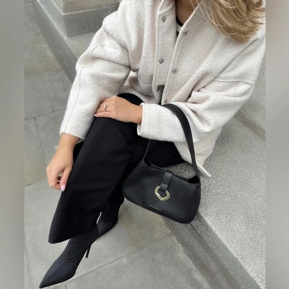 ZARA OVERSIZED TEXTURED BOMBER JACKET - Picture 5 of 16